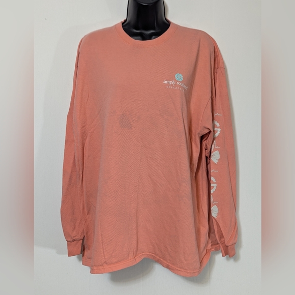 Simply Southern Tops - Women's SIMPLY SOUTHERN Peach Scrub Life Graphic T-Shirt Size XL *flaws*